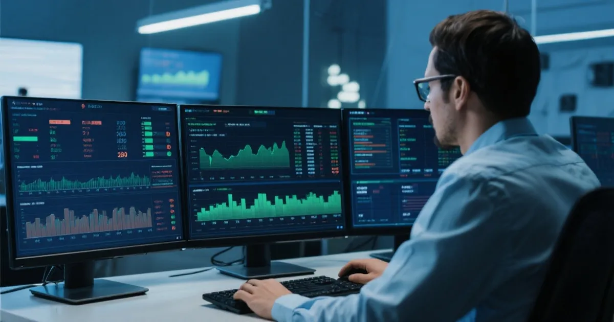 数据分析师正在电脑前对比多组足球数据